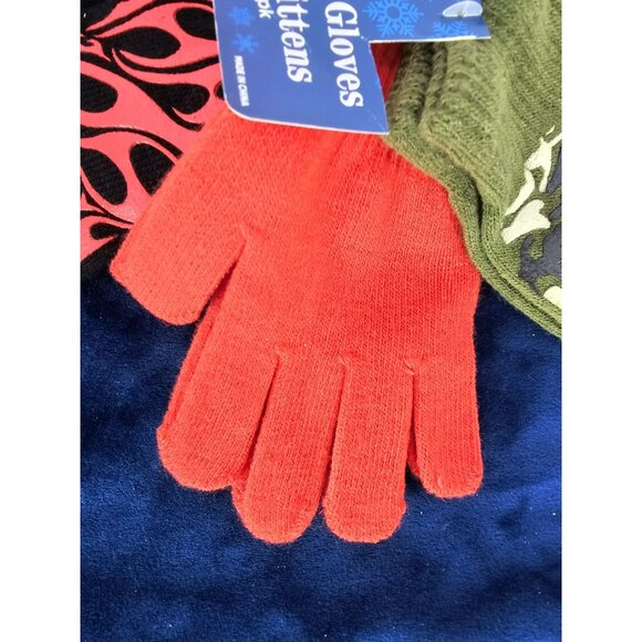Kids Winter Gloves and‎ Mittens 3 Pack Camo, Design And Peach - Picture 4 of 6